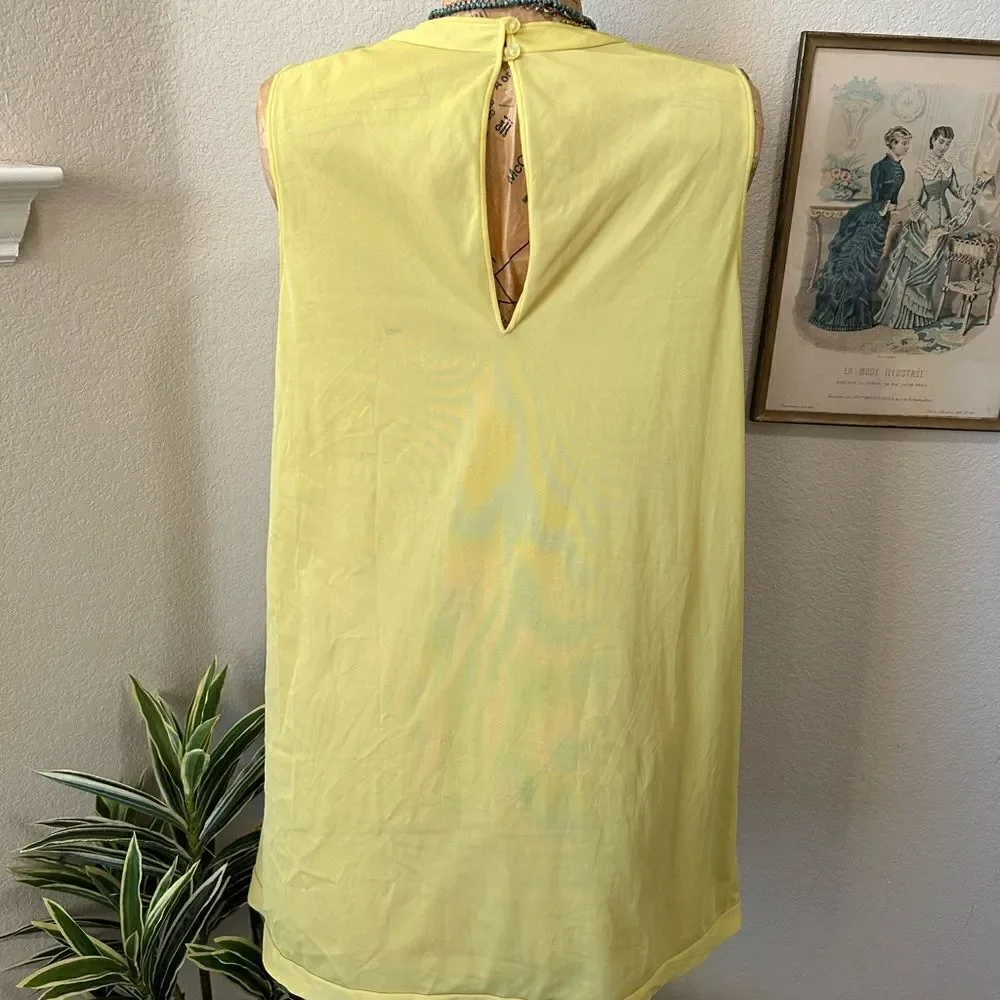 Vasarrette by‎ Munsingwear Vintage Yellow Embroidery Night Gown Slip Dress sz M